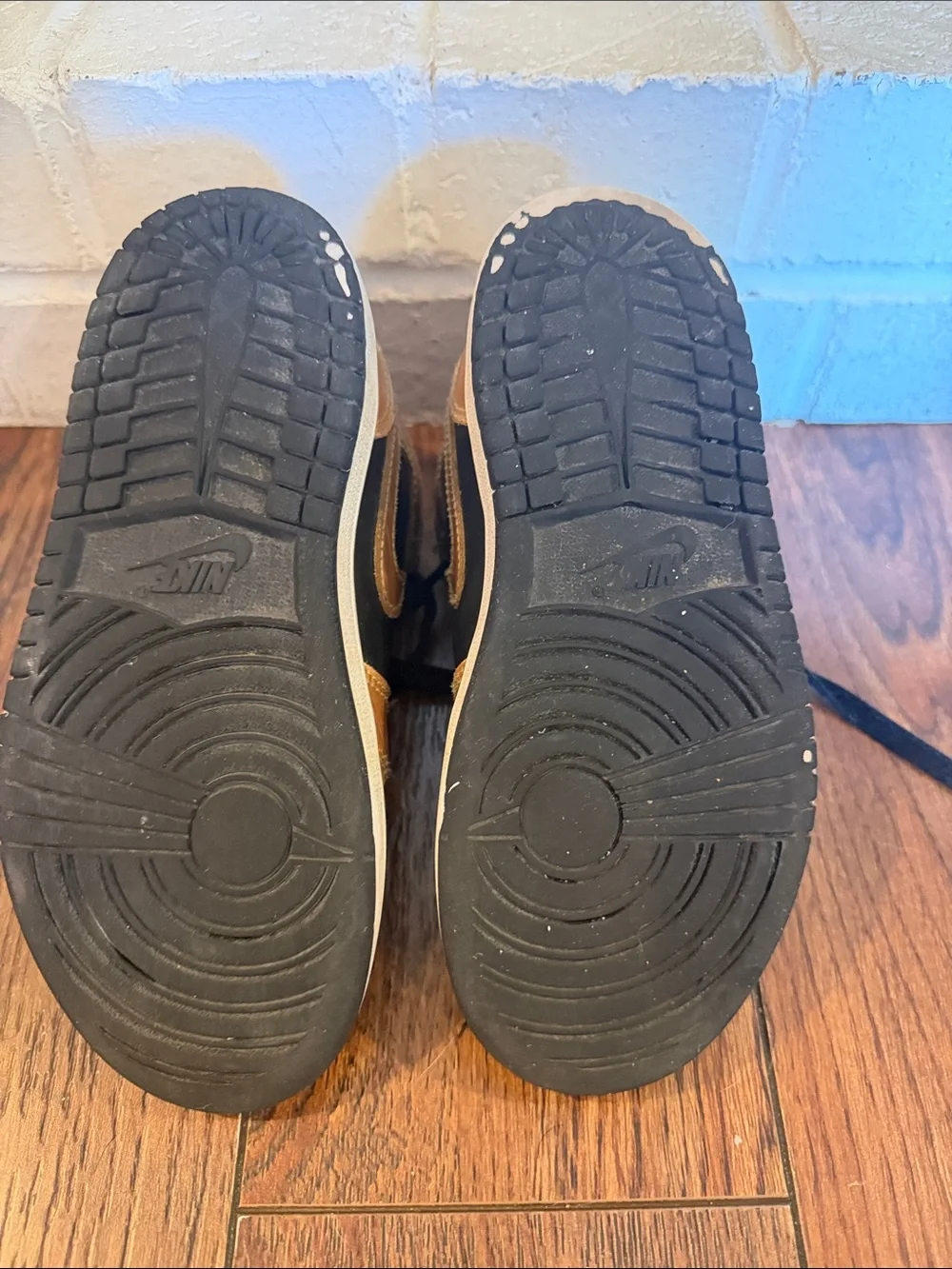 Nike Kids Black and Metallic Gold Mid-Top Sneakers